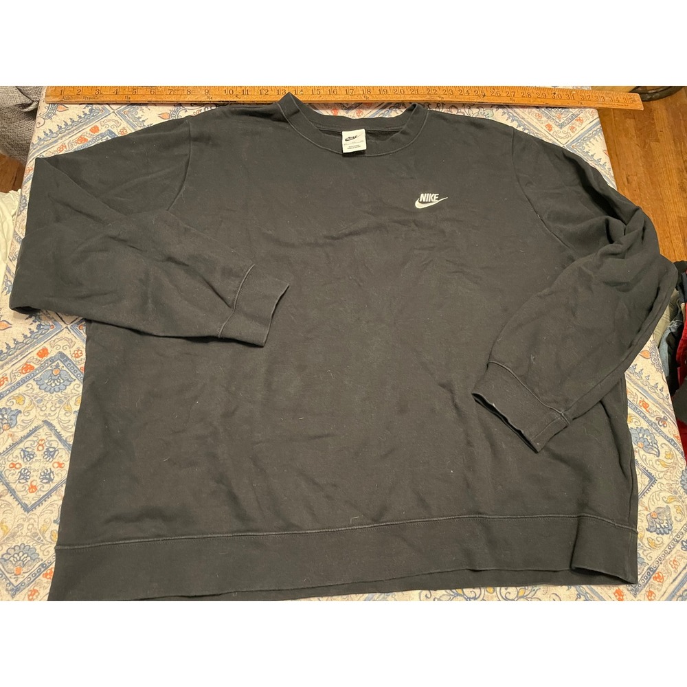 Nike Mens XXL Black Club Fleece Crewneck Sweatshirt Futura Logo Pullover